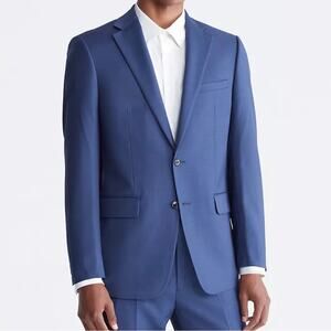 Calvin Klein Men’s Slim Fit Blazer Wool Suit Jacket Navy Blue Size 46L